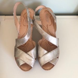 Metallic gold Born Venetia wedge sandals